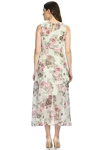 Elegant Georgette White Floral Print Maxi Dress For Women-thumb4