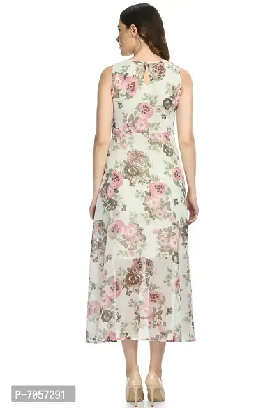 Elegant Georgette White Floral Print Maxi Dress For Women-thumb5