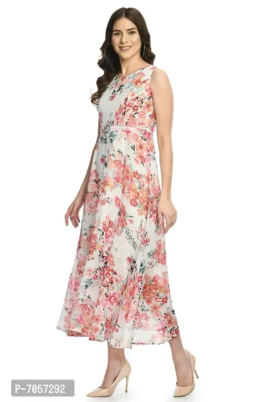 Elegant Georgette Floral Print Maxi Dress For Women-thumb3