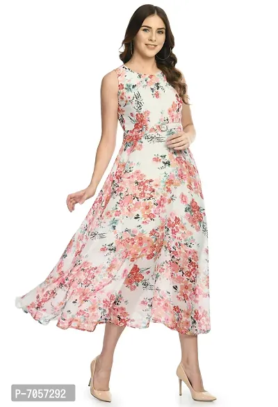 Elegant Georgette Floral Print Maxi Dress For Women-thumb4