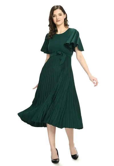 Polyester Mid Length Solid Dresses