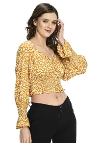 Alluring Yellow Rayon Printed Crop Top For Women And Girls-thumb2