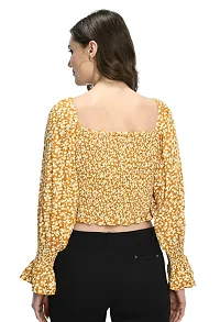 Alluring Yellow Rayon Printed Crop Top For Women And Girls-thumb3