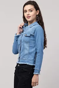 Sarvayoni Womens Denim Collar Neck Jacket-thumb1