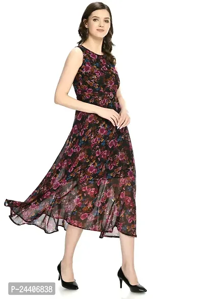 Sarvayoni Womens Georgette Multicolor Floral Print Maxi Dress-thumb3