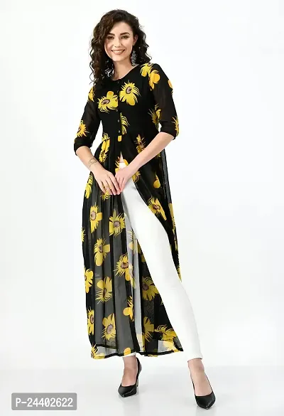 Stylish georgette Black Printed Dress For Women-thumb2