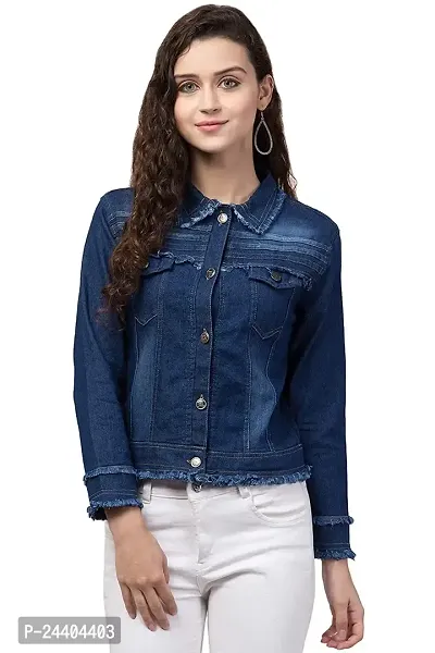 Sarvayoni Womens Denim Collar Neck Jacket