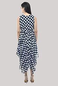 Sarvayoni Women Asymmetric Dark Blue Printed Dress-thumb3