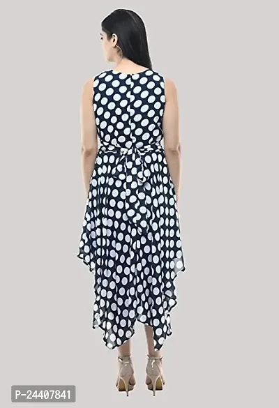 Sarvayoni Women Asymmetric Dark Blue Printed Dress-thumb4