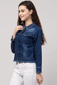 Sarvayoni Womens Denim Collar Neck Jacket-thumb1