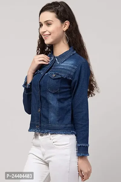 Sarvayoni Womens Denim Collar Neck Jacket-thumb2