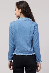 Sarvayoni Womens Denim Collar Neck Jacket-thumb2