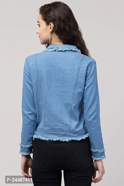 Sarvayoni Womens Denim Collar Neck Jacket-thumb3