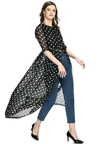 Stylish georgette Black Polka Dot Print Dress For Women-thumb2