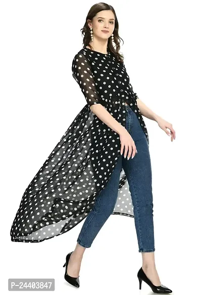 Stylish georgette Black Polka Dot Print Dress For Women-thumb3