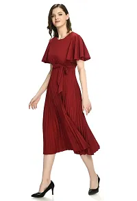 Sarvayoni Womens Polyester Multicolor Pleated Short Sleeve Dress-thumb2