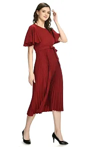 Sarvayoni Womens Polyester Multicolor Pleated Short Sleeve Dress-thumb3