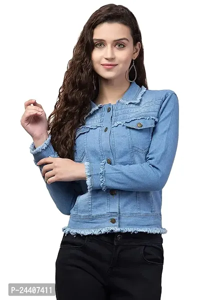 Sarvayoni Womens Denim Collar Neck Jacket