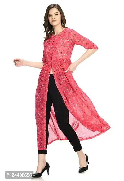 Sarvayoni Womens Pink Georgette Front Open Dress-SY-104-DRS-PNK-thumb2