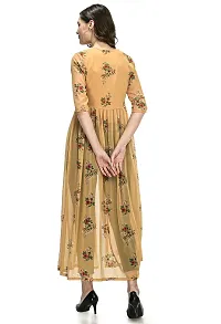 Sarvayoni Womens Mustard Georgette Front Open Dress-thumb4