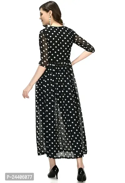 Sarvayoni Womens Black Georgette Front Open Dress-SY-110-DRS-BLK-thumb4