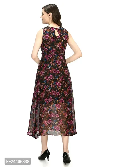 Sarvayoni Womens Georgette Multicolor Floral Print Maxi Dress-thumb4