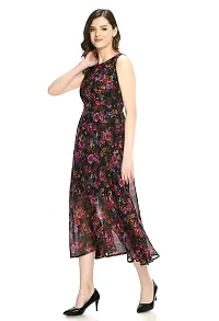 Sarvayoni Womens Georgette Multicolor Floral Print Maxi Dress-thumb1