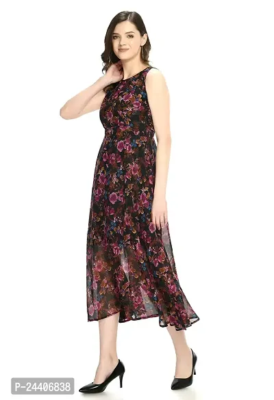 Sarvayoni Womens Georgette Multicolor Floral Print Maxi Dress-thumb2