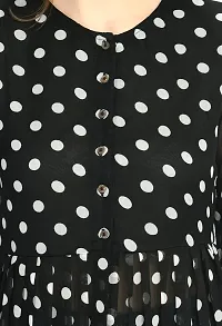 Stylish georgette Black Polka Dot Print Dress For Women-thumb4