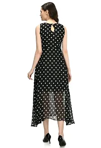 Sarvayoni Womens Black Georgette Key Hole Dress-thumb3