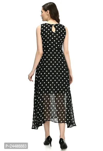 Sarvayoni Womens Black Georgette Key Hole Dress-thumb4