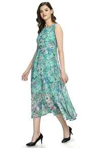 Sarvayoni Womens Georgette Multicolor Floral Print Maxi Dress-thumb1