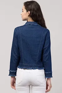 Sarvayoni Womens Denim Collar Neck Jacket-thumb2