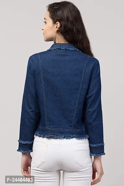 Sarvayoni Womens Denim Collar Neck Jacket-thumb3