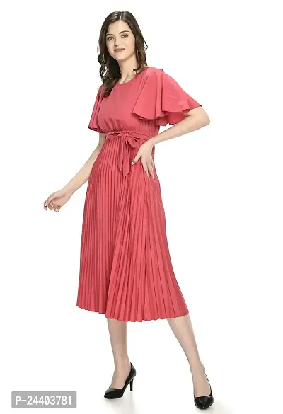 Sarvayoni Womens Polyester Multicolor Pleated Short Sleeve Dress-thumb3