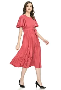 Sarvayoni Womens Polyester Multicolor Pleated Short Sleeve Dress-thumb1