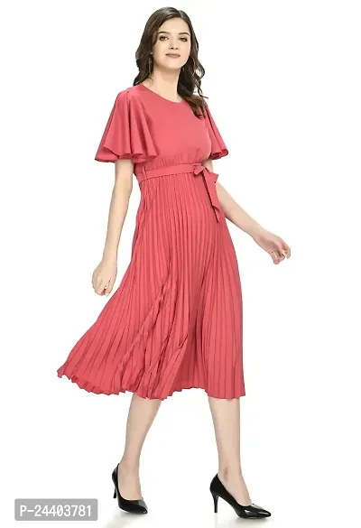Sarvayoni Womens Polyester Multicolor Pleated Short Sleeve Dress-thumb2