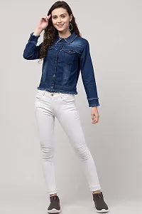 Sarvayoni Womens Denim Collar Neck Jacket-thumb4