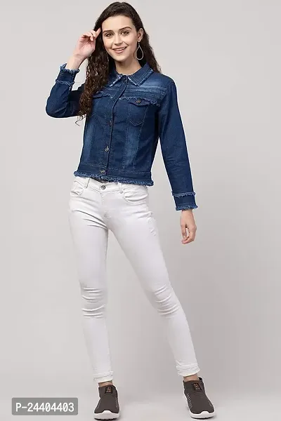 Sarvayoni Womens Denim Collar Neck Jacket-thumb5