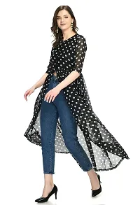 Sarvayoni Womens Black Georgette Front Open Dress-SY-110-DRS-BLK-thumb1