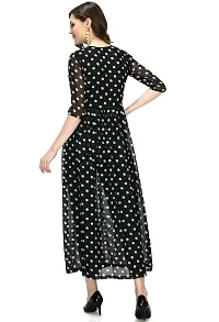 Sarvayoni Womens Black Georgette Front Open Dress-SY-110-DRS-BLK-thumb3