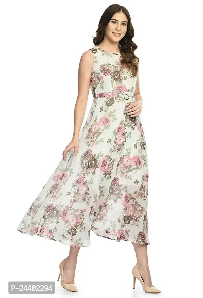 Sarvayoni Womens Georgette Multicolor Floral Print Maxi Dress-thumb4