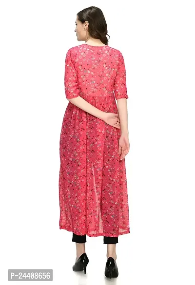 Sarvayoni Womens Pink Georgette Front Open Dress-SY-104-DRS-PNK-thumb4