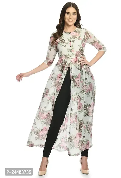 Stylish georgette White Printed Dress For Women-thumb2