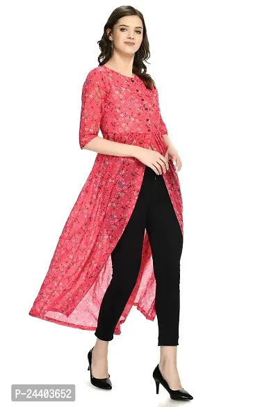 Sarvayoni Womens Pink Georgette Front Open Dress-SY-104-DRS-PNK-thumb3
