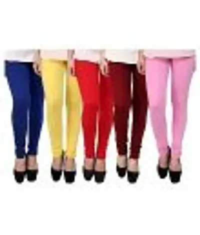 Women Combo of 5 Solid Leggings