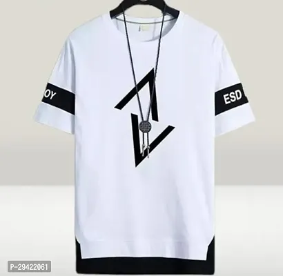 Stylish White Cotton T-Shirt For Men-thumb0