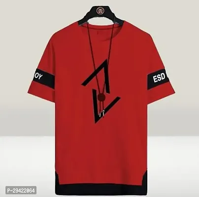 Stylish Red Cotton T-Shirt For Men-thumb0