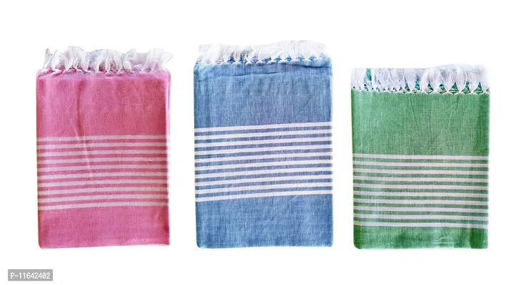 Stunning Cotton Bath Towels Big Towels , Size: 2.5 x 5 Feet Multi Coloured - Pack of 3