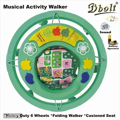 Dbolt Musical Baby Activity Foldable Baby Walker for Kids with Music and Light Age 6 Month+ [Apple Round Plastic]-thumb2